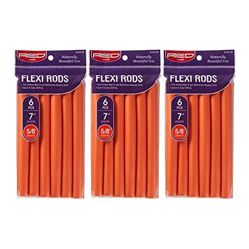 Red by Kiss Flexi Rods 7", 5/8" Diameter - Heatless Hair Curlers for Bouncy Curls & Beach Waves, No-Slip Sleep Styler (18 Pack) Avelisse