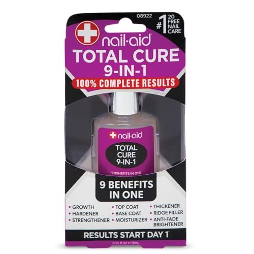 Nail-Aid Total Cure 9 in 1 Nail Treatment - Strengthen, Smooth & Brighten Brittle Nails - Clear, 0.55 Fl Oz - görsel 2