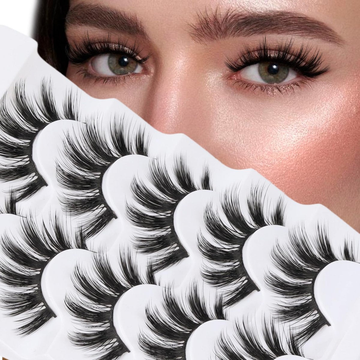 Veleasha 5D Faux Mink Lashes – Luxurious Handmade False Eyelashes, Lightweight Fluffy 5-Pair Pack (Dubai Style) Avelisse