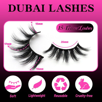 Veleasha 5D Faux Mink Lashes – Luxurious Handmade False Eyelashes, Lightweight Fluffy 5-Pair Pack (Dubai Style) Avelisse