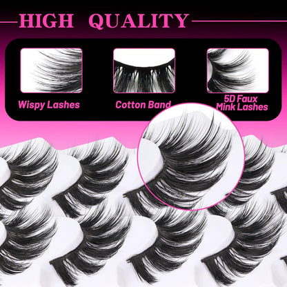 Veleasha 5D Faux Mink Lashes – Luxurious Handmade False Eyelashes, Lightweight Fluffy 5-Pair Pack (Dubai Style) Avelisse