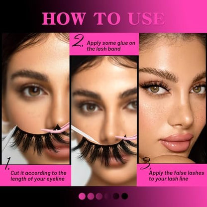 Veleasha 5D Faux Mink Lashes – Luxurious Handmade False Eyelashes, Lightweight Fluffy 5-Pair Pack (Dubai Style) Avelisse