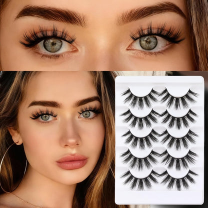 Veleasha 5D Faux Mink Lashes – Luxurious Handmade False Eyelashes, Lightweight Fluffy 5-Pair Pack (Dubai Style) Avelisse