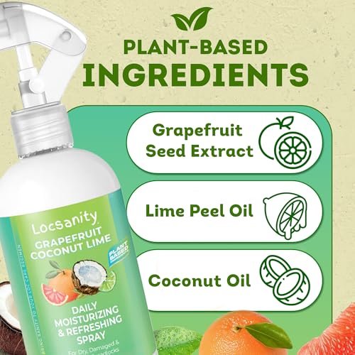Locsanity Grapefruit Coconut Lime Daily Hydrating Mist for Locs, Dreads & Braids - Rosewater Scalp Moisturizer - 8 fl oz Avelisse