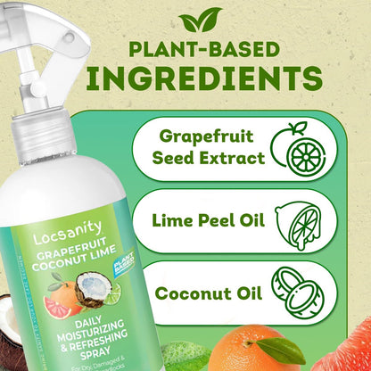 Locsanity Grapefruit Coconut Lime Daily Hydrating Mist for Locs, Dreads & Braids - Rosewater Scalp Moisturizer - 8 fl oz Avelisse