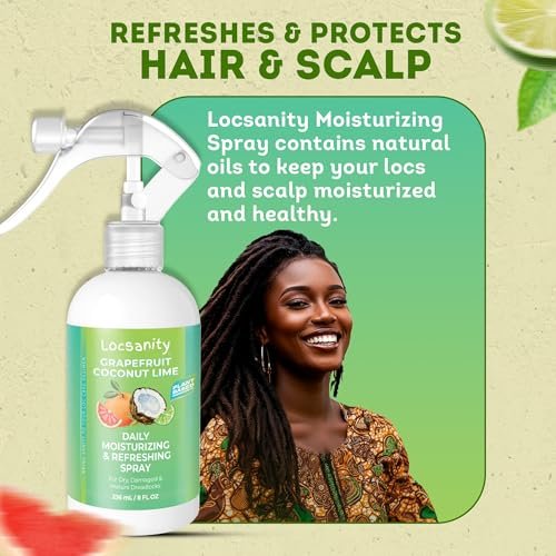 Locsanity Grapefruit Coconut Lime Daily Hydrating Mist for Locs, Dreads & Braids - Rosewater Scalp Moisturizer - 8 fl oz Avelisse