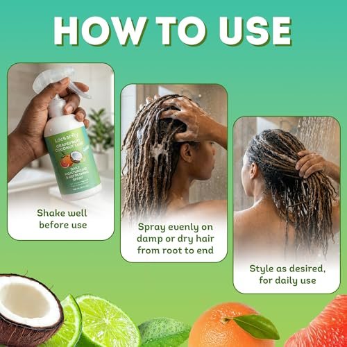 Locsanity Grapefruit Coconut Lime Daily Hydrating Mist for Locs, Dreads & Braids - Rosewater Scalp Moisturizer - 8 fl oz Avelisse