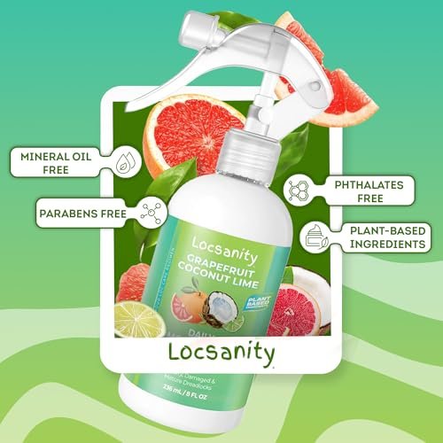 Locsanity Grapefruit Coconut Lime Daily Hydrating Mist for Locs, Dreads & Braids - Rosewater Scalp Moisturizer - 8 fl oz Avelisse