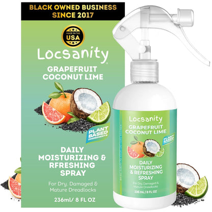 Locsanity Grapefruit Coconut Lime Daily Hydrating Mist for Locs, Dreads & Braids - Rosewater Scalp Moisturizer - 8 fl oz Avelisse