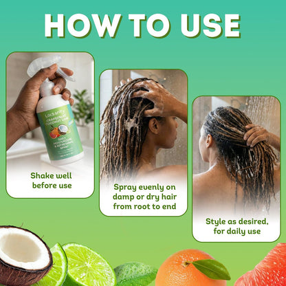 Locsanity Grapefruit Coconut Lime Daily Hydrating Mist for Locs, Dreads & Braids - Rosewater Scalp Moisturizer - 8 fl oz Avelisse