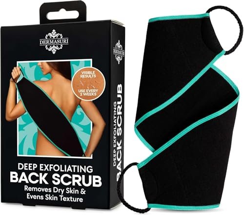 Dermasuri Deep Exfoliating Back Scrubber - 27 Inch Long Body Exfoliator for Shower, Black - görsel 2