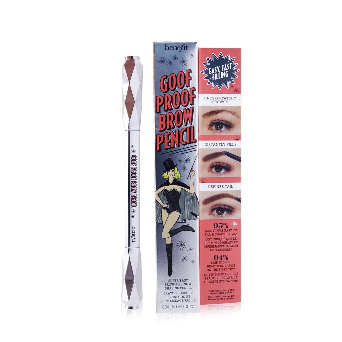 Benefit Goof Proof Brow Pencil - Warm Medium Brown #3.75 - Easy Fill, Blend & Define Eyebrow Makeup Avelisse