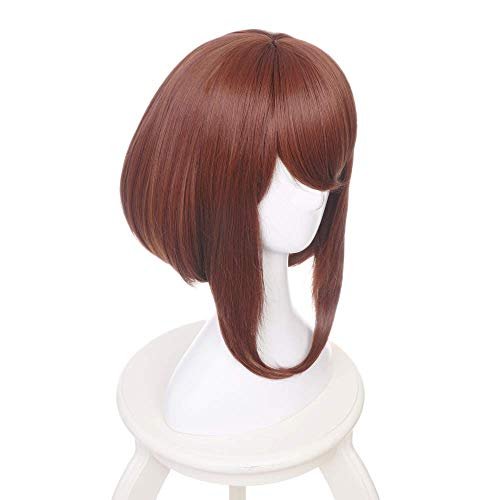ZGNGLIZ Anime Cosplay Wig - Dark Green Short Curly Synthetic Hair for Men - Includes Free Wig Cap (Brown) - görsel 5