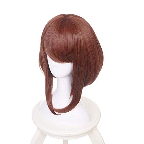 ZGNGLIZ Anime Cosplay Wig - Dark Green Short Curly Synthetic Hair for Men - Includes Free Wig Cap (Brown) - görsel 7