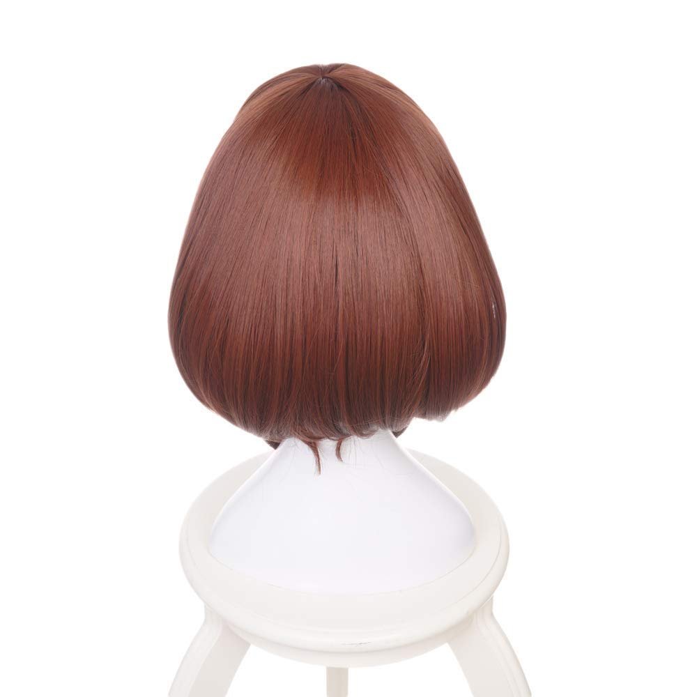 ZGNGLIZ Anime Cosplay Wig - Dark Green Short Curly Synthetic Hair for Men - Includes Free Wig Cap (Brown) - görsel 2