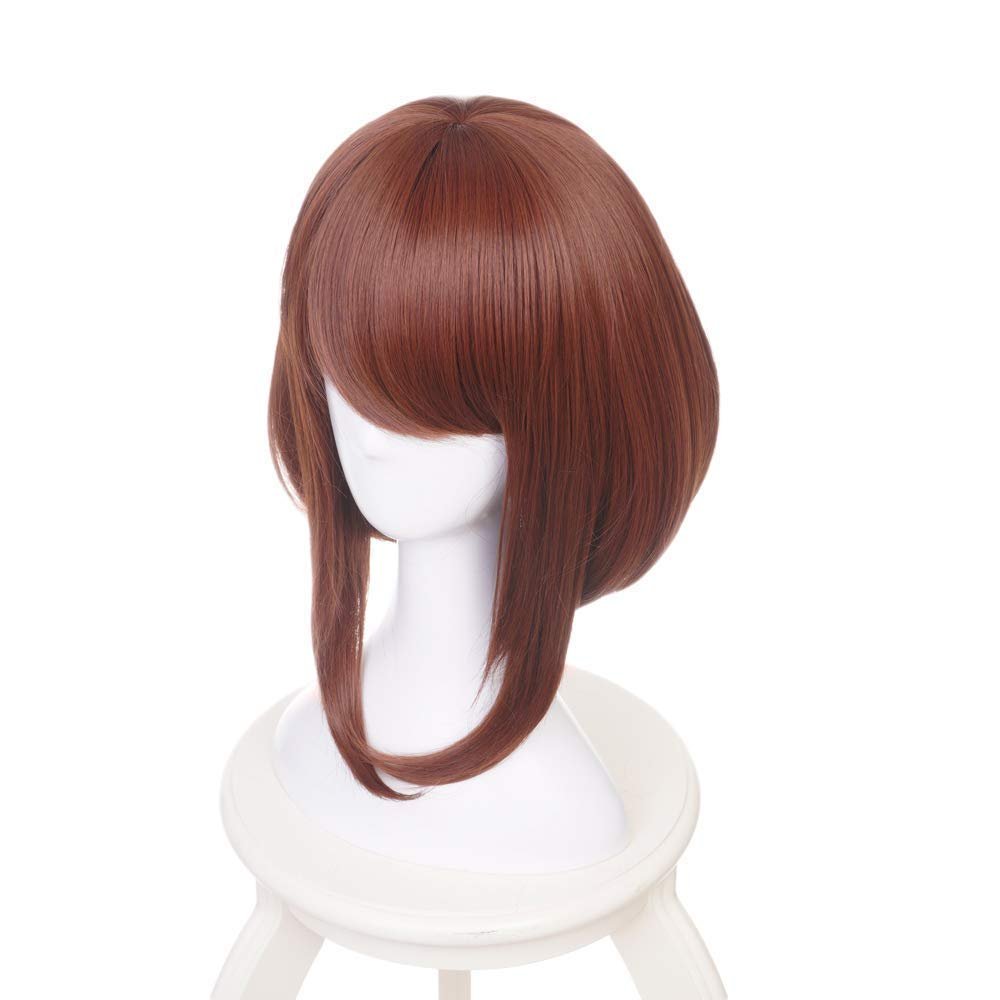 ZGNGLIZ Anime Cosplay Wig - Dark Green Short Curly Synthetic Hair for Men - Includes Free Wig Cap (Brown) - görsel 6