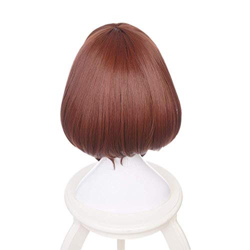 ZGNGLIZ Anime Cosplay Wig - Dark Green Short Curly Synthetic Hair for Men - Includes Free Wig Cap (Brown) - görsel 3