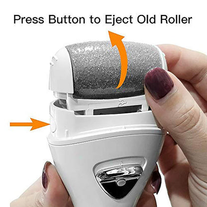 PRITECH Callus Removers 6-Pack Replacement Roller Heads for Electric Foot File - Extra Coarse, Regular Coarse & Fine Coarse Refill Rollers (White, Pink, Black) Avelisse
