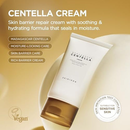 SKIN1004 Madagascar Centella Cream – Korean Face Moisturizer with Centella Asiatica, Panthenol & Shea Butter for Soothing Daily Skincare, 2.53 fl oz (75ml)
