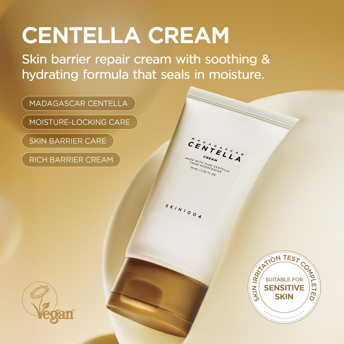SKIN1004 Madagascar Centella Cream – Korean Face Moisturizer with Centella Asiatica, Panthenol & Shea Butter for Soothing Daily Skincare, 2.53 fl oz (75ml) - görsel 4
