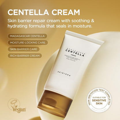SKIN1004 Madagascar Centella Cream – Korean Face Moisturizer with Centella Asiatica, Panthenol & Shea Butter for Soothing Daily Skincare, 2.53 fl oz (75ml)