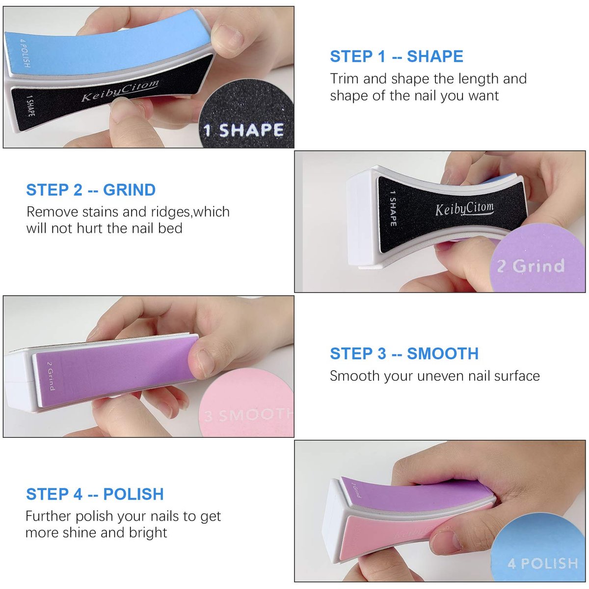 Professional Nail Buffer Block 4 Sided - Nail File and Buffer for Shaping, Smoothing & Polishing Natural Nails - 2 Pack - görsel 9