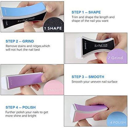 Professional Nail Buffer Block 4 Sided - Nail File and Buffer for Shaping, Smoothing & Polishing Natural Nails - 2 Pack