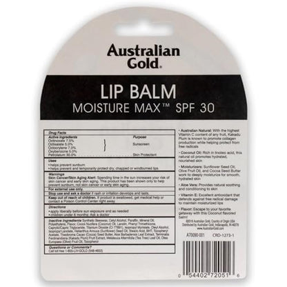 Australian Gold SPF 30 Lip Balm - 0.15 oz Moisturizing Sunscreen for Lips Avelisse