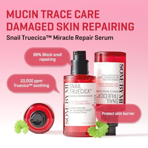 SOME BY MI Snail Trucica Miracle Repair Serum - Snail Mucin Face Serum for Sensitive Skin, Daily Repair for Post Acne Marks & Skin Barrier, 1.69 oz (50 ml) - Korean Skincare Avelisse