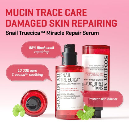 SOME BY MI Snail Trucica Miracle Repair Serum - Snail Mucin Face Serum for Sensitive Skin, Daily Repair for Post Acne Marks & Skin Barrier, 1.69 oz (50 ml) - Korean Skincare Avelisse