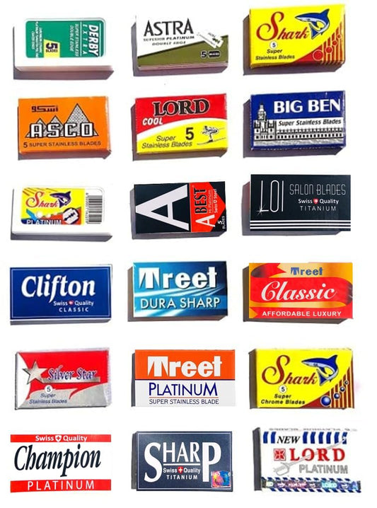 Astra Derby Shark Lord Treet Sharp 100 Quality Double Edge Razor Blades Sampler (18 Different Brands)
