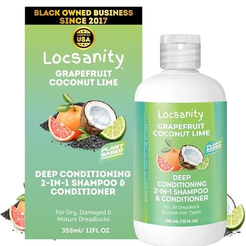 Locsanity Grapefruit Coconut & Lime 2-in-1 Loc Shampoo & Conditioner - 16oz - Hydrating, Strengthening for Dreads, Sisterlocks, Locks & Dreadlocks - Optimal for Mature Locs Avelisse