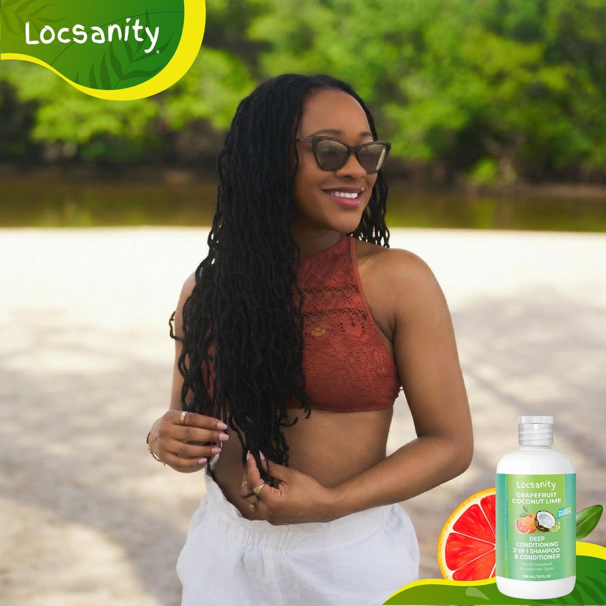 Locsanity Grapefruit Coconut & Lime 2-in-1 Loc Shampoo & Conditioner - 16oz - Hydrating, Strengthening for Dreads, Sisterlocks, Locks & Dreadlocks - Optimal for Mature Locs Avelisse