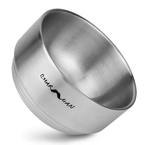 CHARMMAN Stainless Steel Shaving Soap Bowl with Lid – Heavy Weight, Heat Preservation, Silver Avelisse