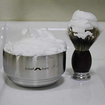 CHARMMAN Stainless Steel Shaving Soap Bowl with Lid – Heavy Weight, Heat Preservation, Silver Avelisse