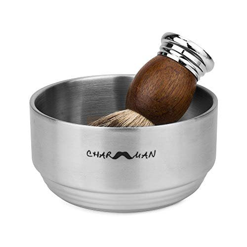 CHARMMAN Stainless Steel Shaving Soap Bowl with Lid – Heavy Weight, Heat Preservation, Silver Avelisse