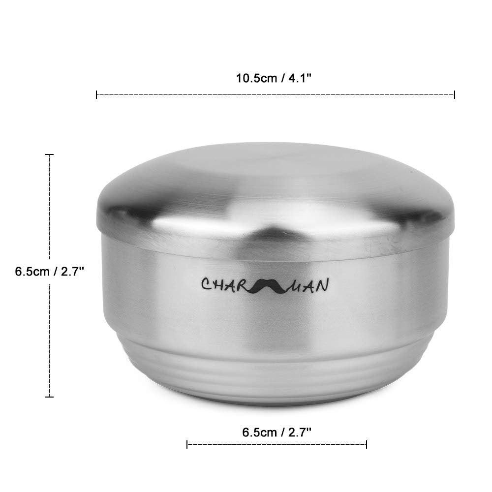 CHARMMAN Stainless Steel Shaving Soap Bowl with Lid – Heavy Weight, Heat Preservation, Silver Avelisse
