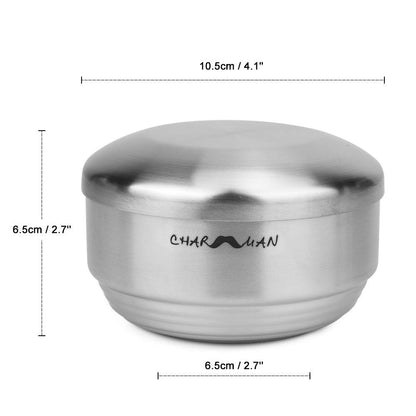 CHARMMAN Stainless Steel Shaving Soap Bowl with Lid – Heavy Weight, Heat Preservation, Silver Avelisse