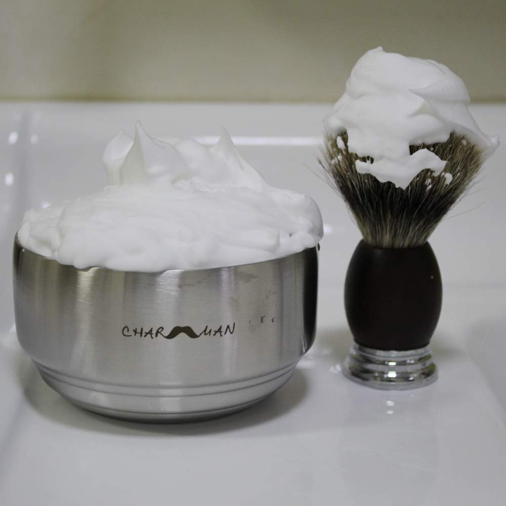 CHARMMAN Stainless Steel Shaving Soap Bowl with Lid – Heavy Weight, Heat Preservation, Silver Avelisse