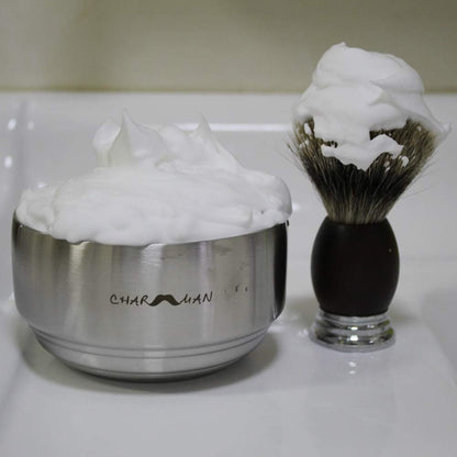 CHARMMAN Stainless Steel Shaving Soap Bowl with Lid – Heavy Weight, Heat Preservation, Silver Avelisse