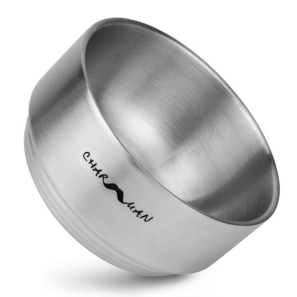 CHARMMAN Stainless Steel Shaving Soap Bowl with Lid – Heavy Weight, Heat Preservation, Silver Avelisse