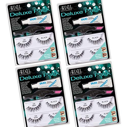 Ardell False Eyelashes Deluxe Pack: 4 Natural Look Strip Lashes with Duo Lash Adhesive & Applicator - Black, Lightweight - görsel 2