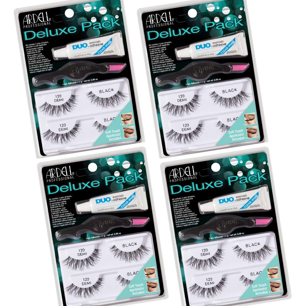 Ardell False Eyelashes Deluxe Pack: 4 Natural Look Strip Lashes with Duo Lash Adhesive & Applicator - Black, Lightweight - görsel 1