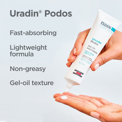 ISDIN Uradin Podos Gel Oil Foot Cream - 10% Urea for Dry, Cracked Feet - Fast Absorbing & Dermatologically Tested - 2.5 Fl Oz Avelisse