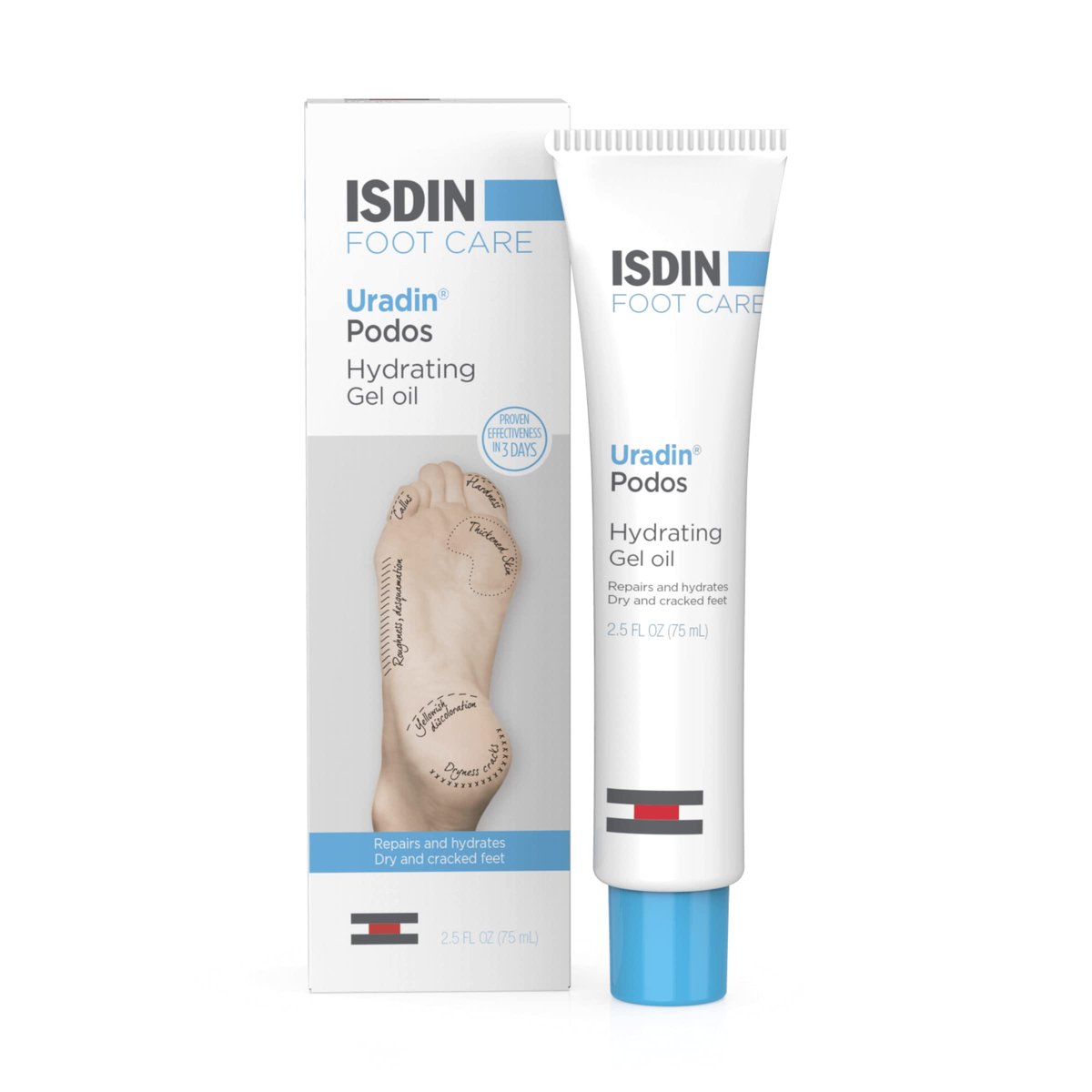 ISDIN Uradin Podos Gel Oil Foot Cream - 10% Urea for Dry, Cracked Feet - Fast Absorbing & Dermatologically Tested - 2.5 Fl Oz Avelisse