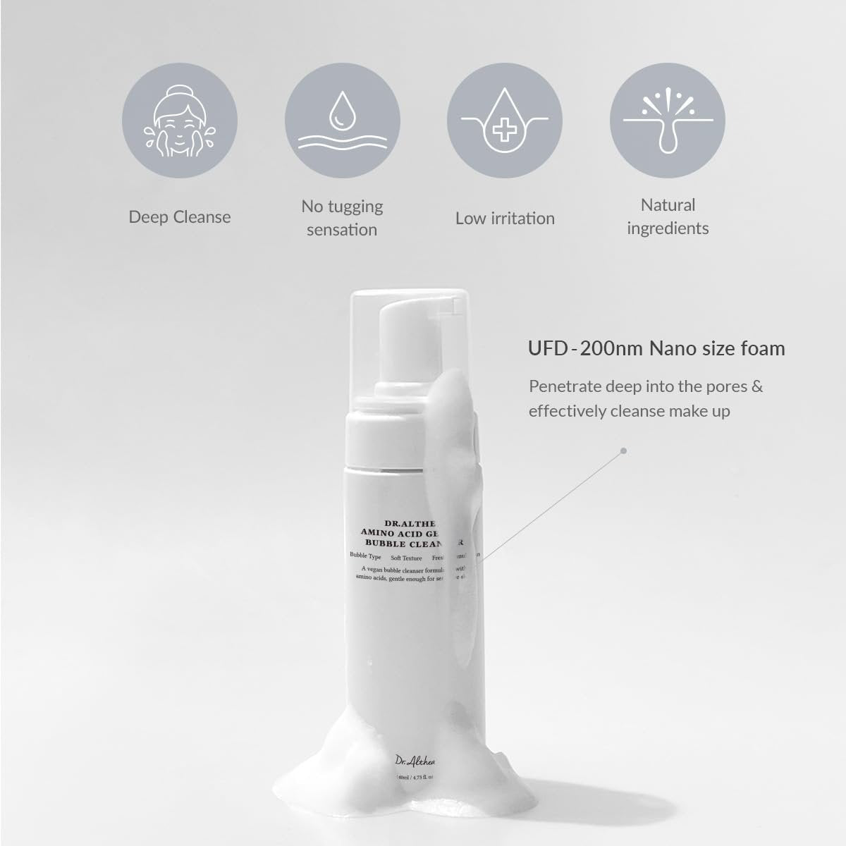 Dr.Althea Amino Acid Gentle Bubble Cleanser - Vegan Foam Face Wash for Sensitive Skin, 4.73 fl oz Avelisse