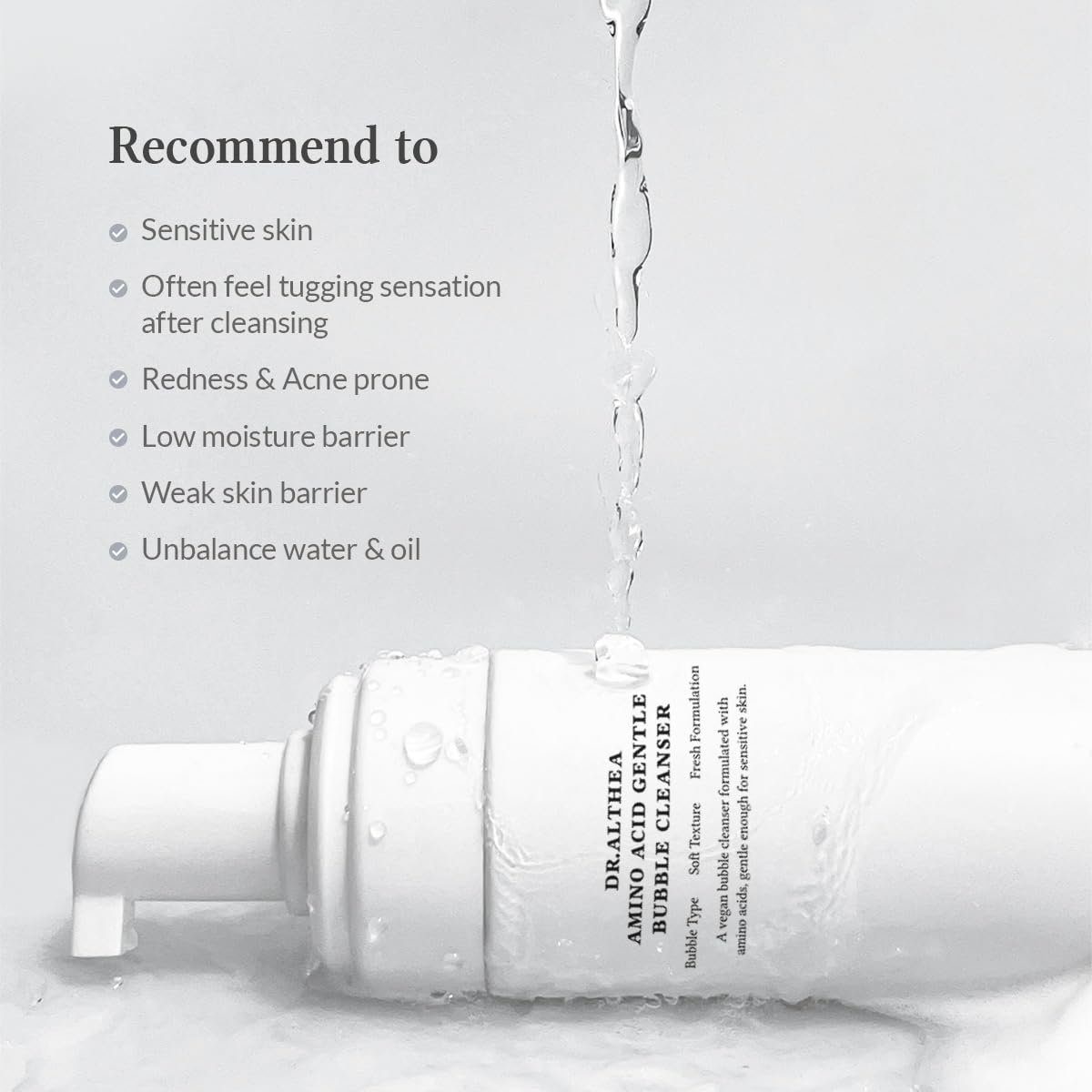 Dr.Althea Amino Acid Gentle Bubble Cleanser - Vegan Foam Face Wash for Sensitive Skin, 4.73 fl oz Avelisse
