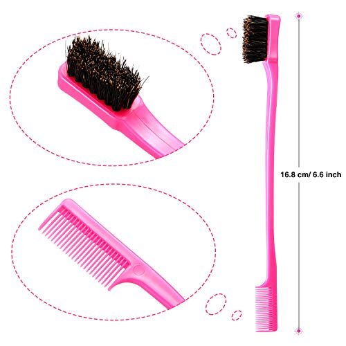 5-Piece Double-Sided Boar Hair Edge Brush Set – Smoothing & Grooming Combs for Curly, Fine, Thick Hair (5 Colors) - görsel 4