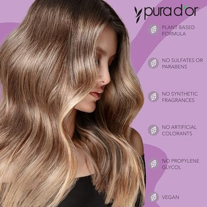 PURA D'OR Apple Cider Vinegar Thin2Thick Shampoo – Biotin & Castor Oil for Frizz Reduction, Split Ends, Clarifying Detox – 16 oz Avelisse