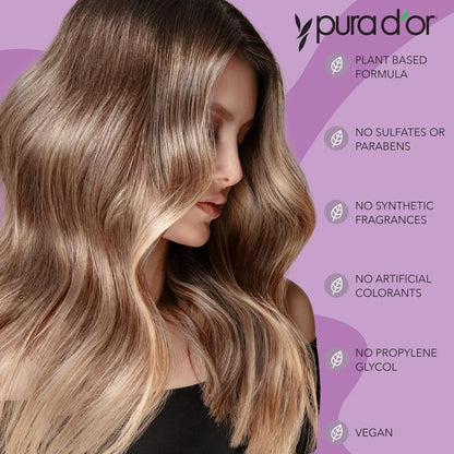 PURA D'OR Apple Cider Vinegar Thin2Thick Shampoo – Biotin & Castor Oil for Frizz Reduction, Split Ends, Clarifying Detox – 16 oz Avelisse